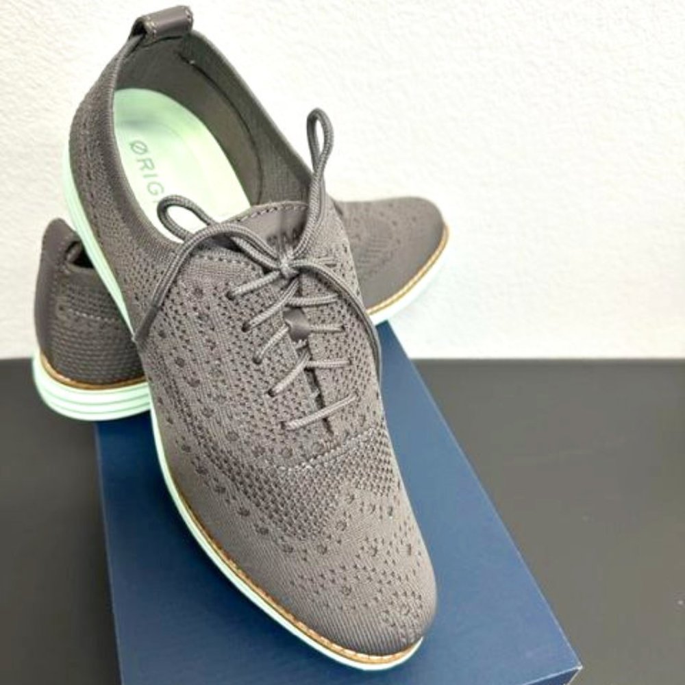 Cole Haan Wingtip Knit Oxford Women's Gray Shoes Size 9 New in Box